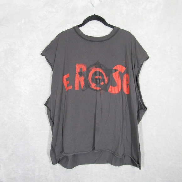 LUKEVICIOUS Gray Graphic Sleeveless T-Shirt Men's Large XL Destroy & Repair - Picture 1 of 9